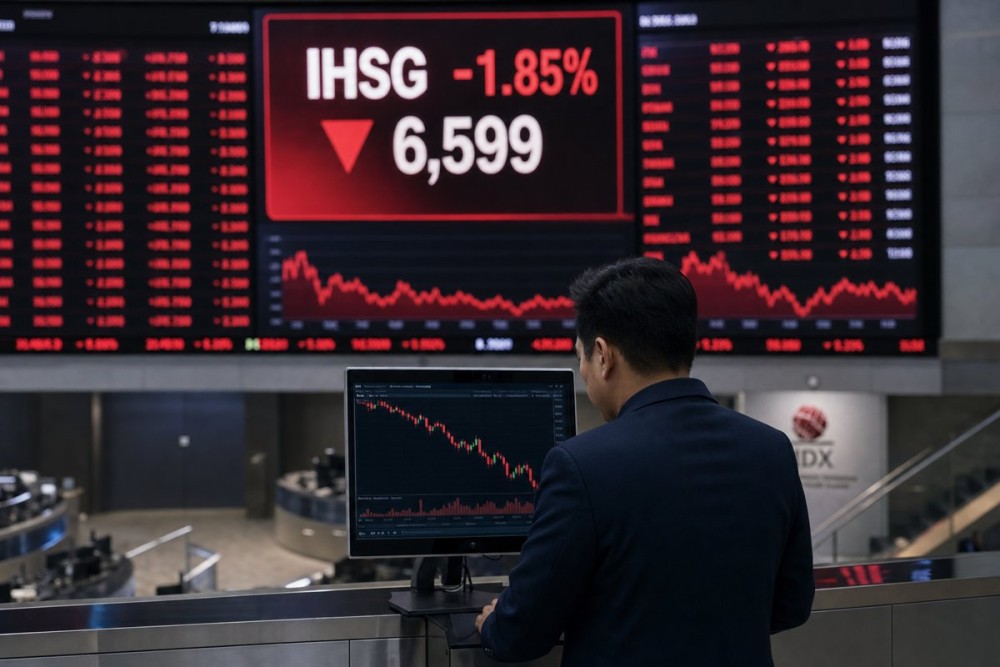 IHSG Anjlok 1,85% ke 6.599, DSSA TPIA CUAN Top Losers
