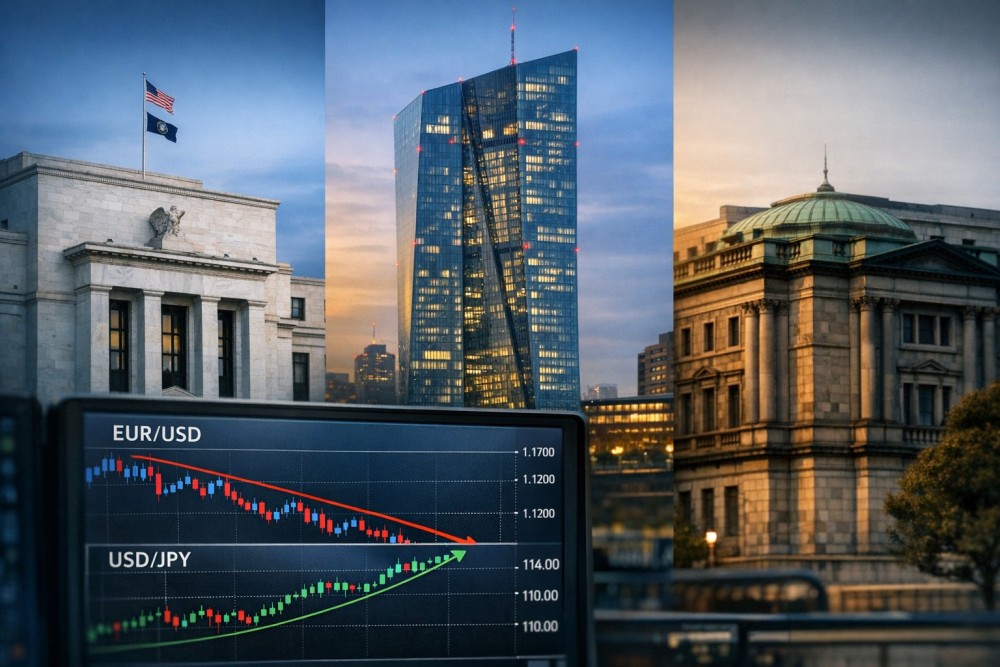 The Fed vs ECB vs BOJ: Kenali Dampak 3 Bank Sentral pada Forex