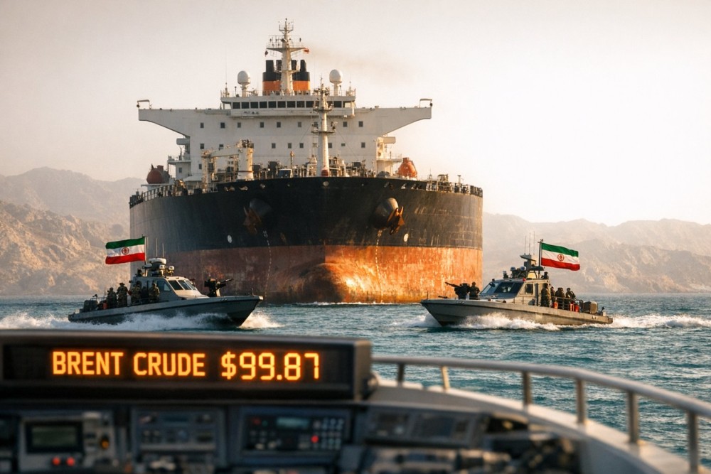 Iran Seizes Ships in Hormuz as Brent Crude Nears $100