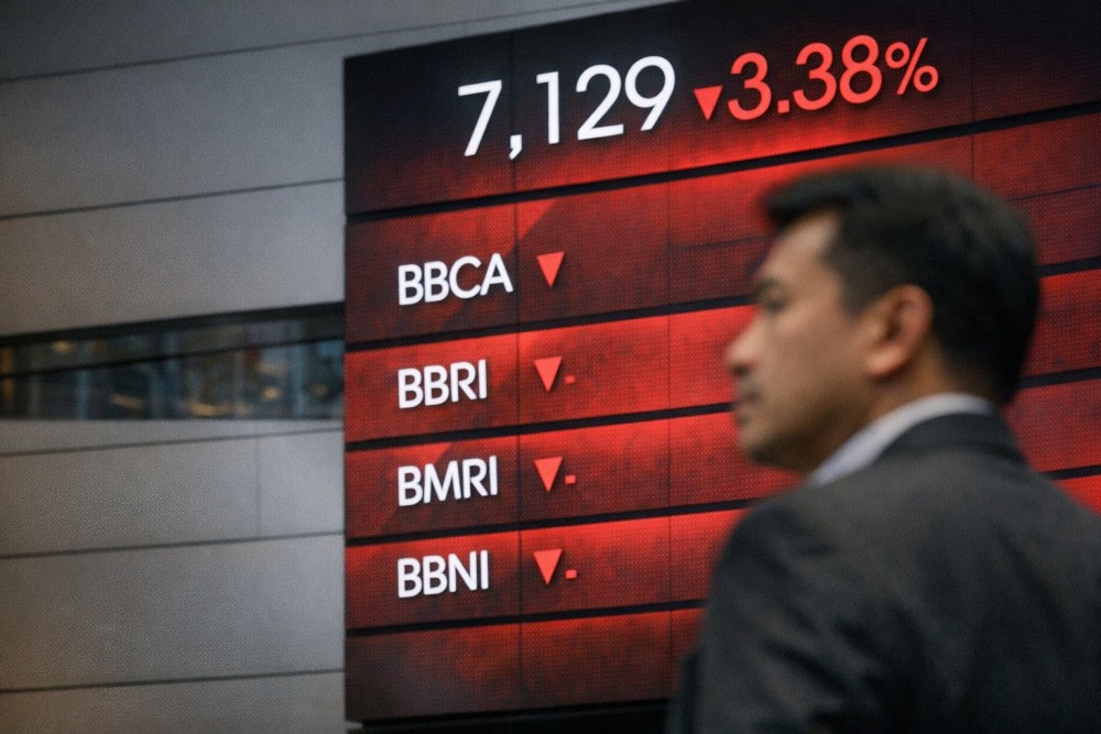 IHSG Anjlok 3,38% ke 7.129, Saham Big Banks Kompak Turun