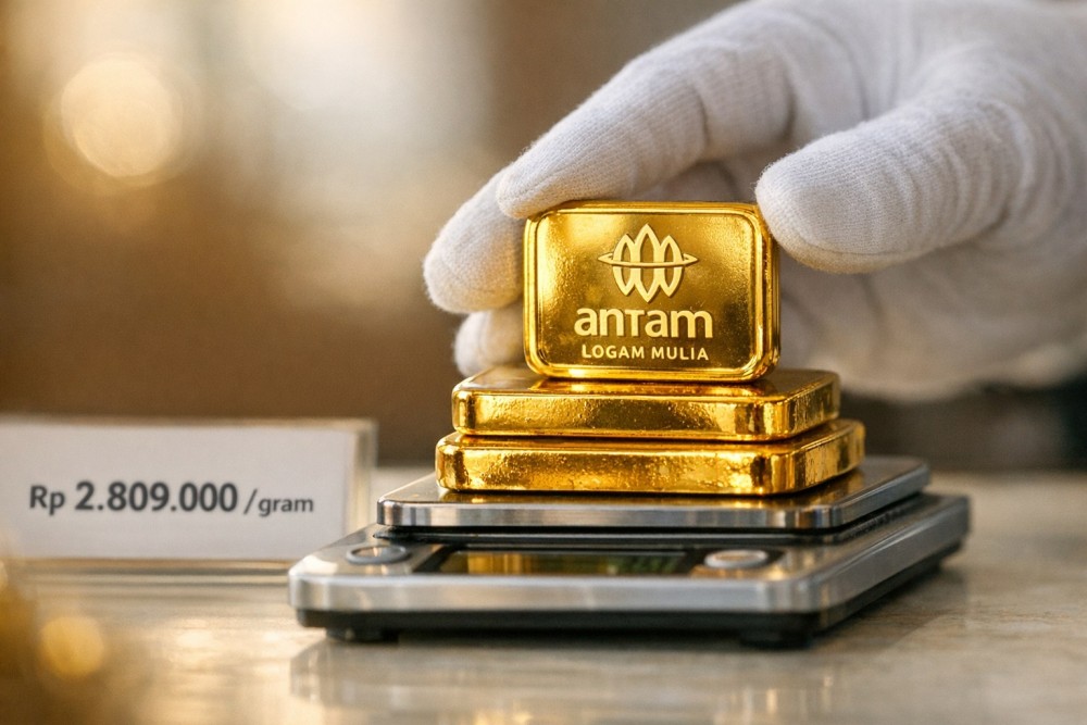 Harga Emas Antam Turun Rp16.000 ke Rp2,809 Juta per Gram