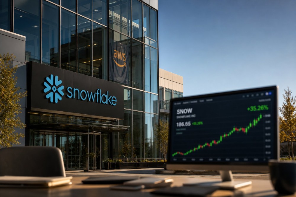 Snowflake Jumps 35% on Q1 Beat, $6B Amazon Cloud Deal