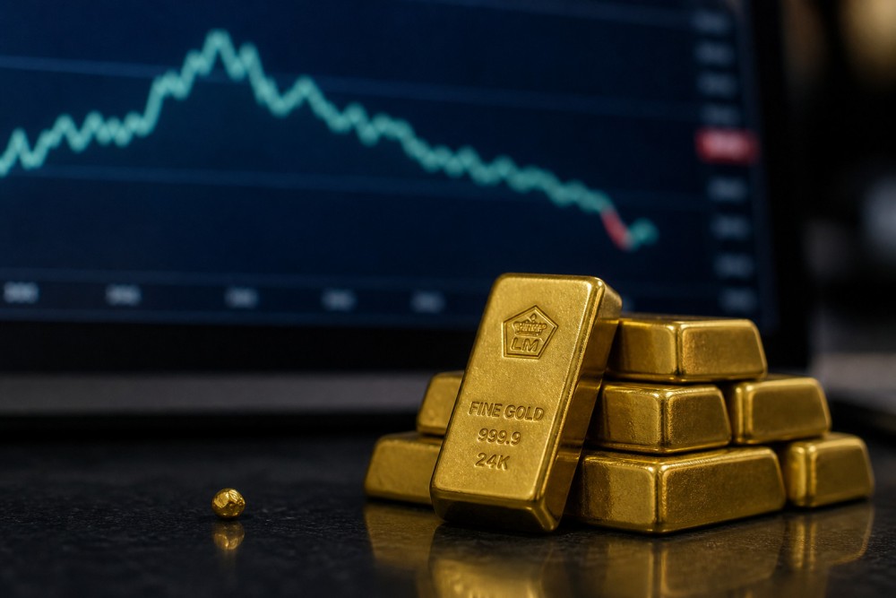 Harga Emas Antam Turun Rp50.000 per Gram