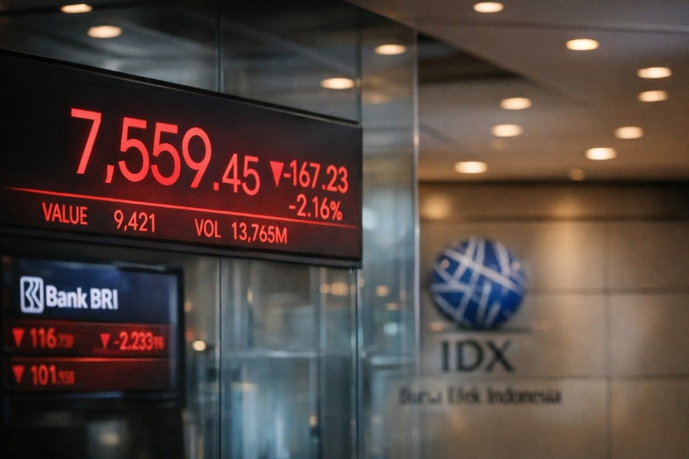 IHSG Melemah 0,46% ke 7.559, Tekanan Jual Big Cap Dominan