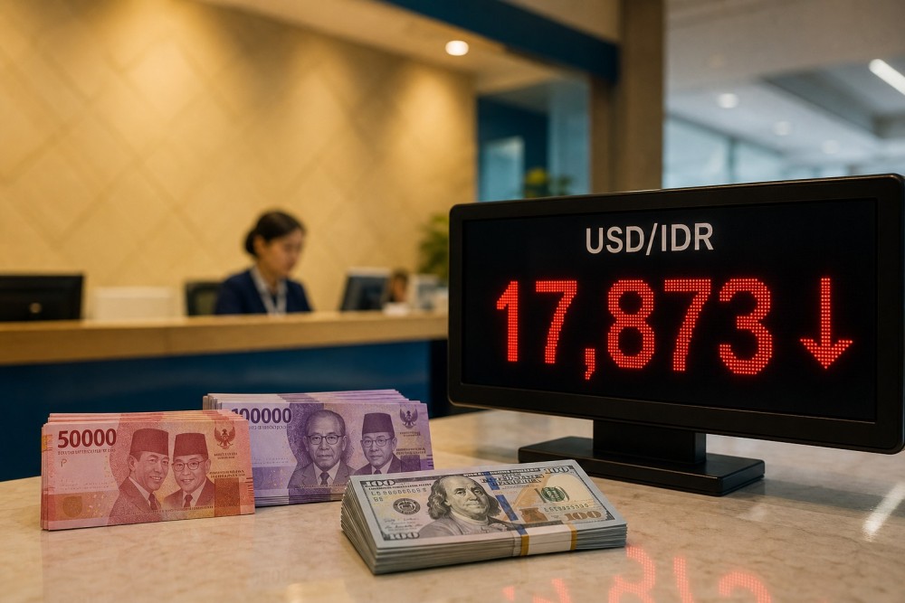 Rupiah Melemah Nyaris Sentuh Rp18.000 per USD