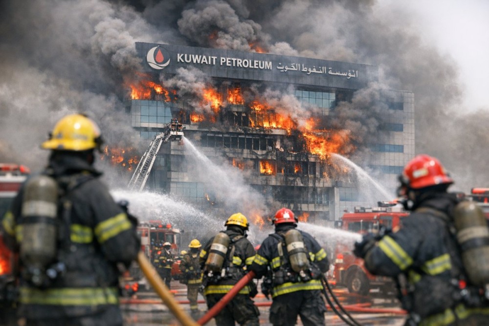 Drone Strike Ignites Fire in Kuwait