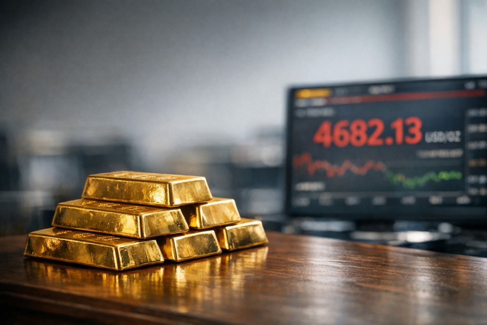 Harga Emas Tertekan ke US$ 4.682, Pasar Tunggu Bank Sentral