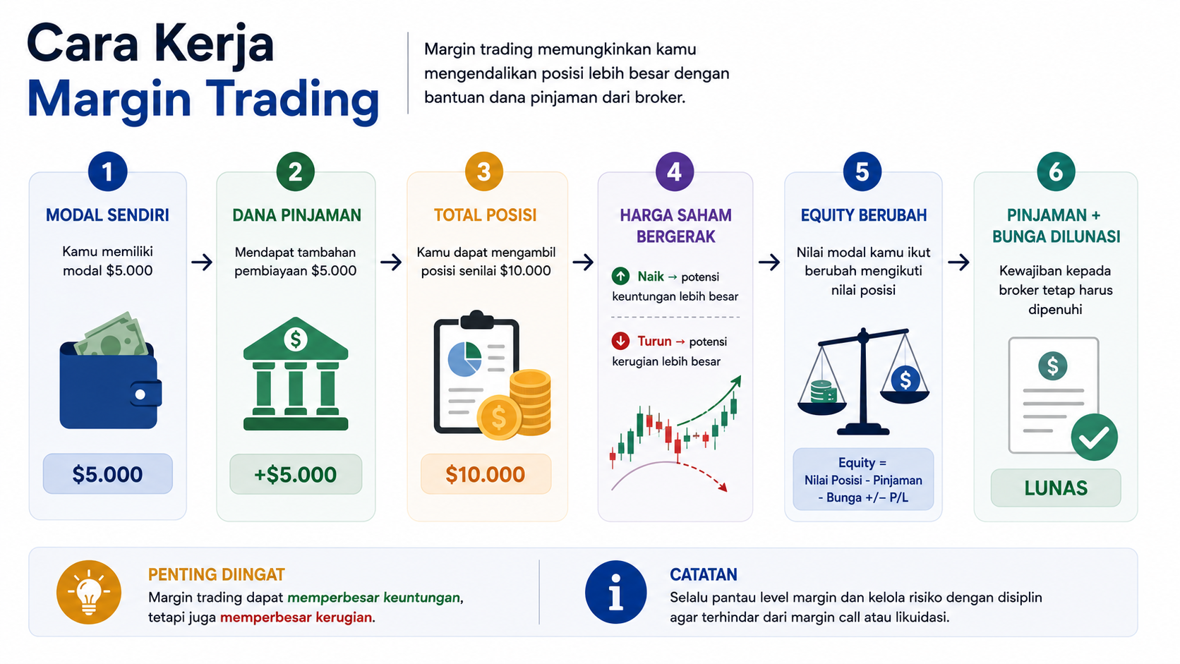 Alur cara kerja margin trading.