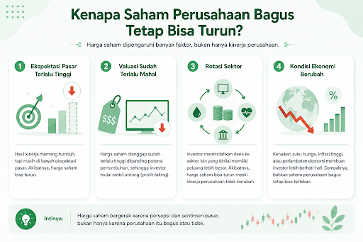 alasan saham bagus tetap bisa turun.